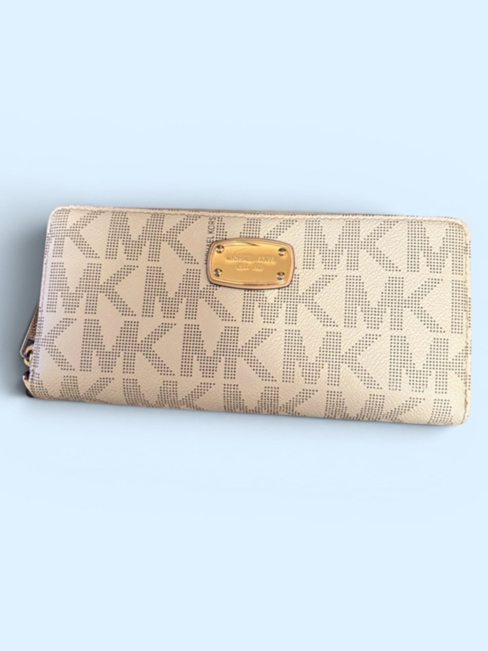 Michael Kors Jet Set Continental Wallet White/Gold Large
